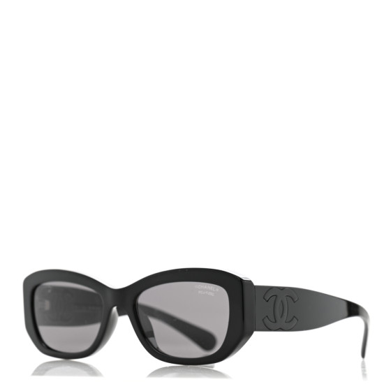 CHANEL RECTANGLE SUNGLASSES アセテートブラック CHANEL Sunglasses: Rectangle Sunglasses, acetate & nylon