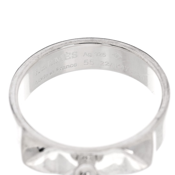 HERMES Sterling Silver PM Collier De Chien Ring 55 7.25