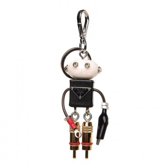 PRADA Saffiano Edward Robot Trick Keychain 389905 | FASHIONPHILE