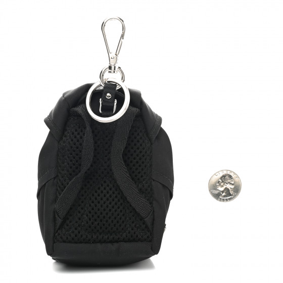 ★PRADA★ Triangle Logo Mini Backpack Keyring Black 1TT2052D Prada backpack-charm Keyring | Black | FARFETCH
