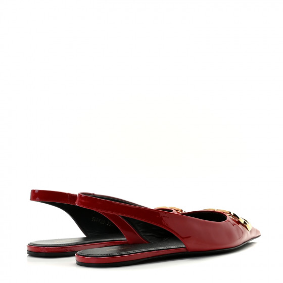 BALENCIAGA Patent BB Knife Pointy Toe Slingback Flats 39