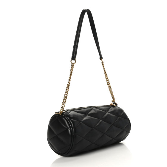 SAINT LAURENT Lambskin Monogram Mini Sade Tube Bag Black