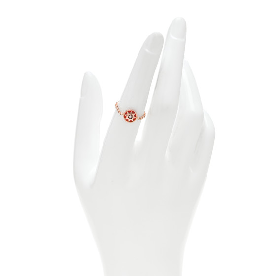 Dior リング CHRISTIAN DIOR 18K Rose Gold Diamond Red Ceramic Rose Des