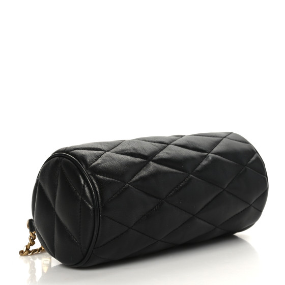 SAINT LAURENT Lambskin Monogram Mini Sade Tube Bag Black