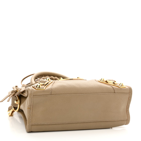 BALENCIAGA Chevre Gold Metallic Edge Hardware Mini City