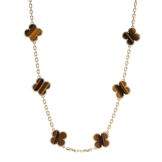 [Van Cleef and Arpel] Vintage Alhambra Gold Tiger Eye ピアス Van Cleef and Arpel] Vintage Alhambra Gold Tiger Eye ピアス