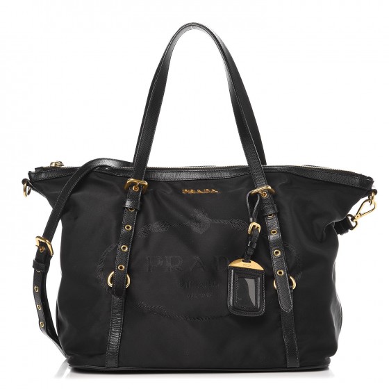 バッグ PRADA TESSUTO NYLON LOGO TOTE HAND BAG PRADA Tessuto Nylon Jacquard Logo Tote Black 304265