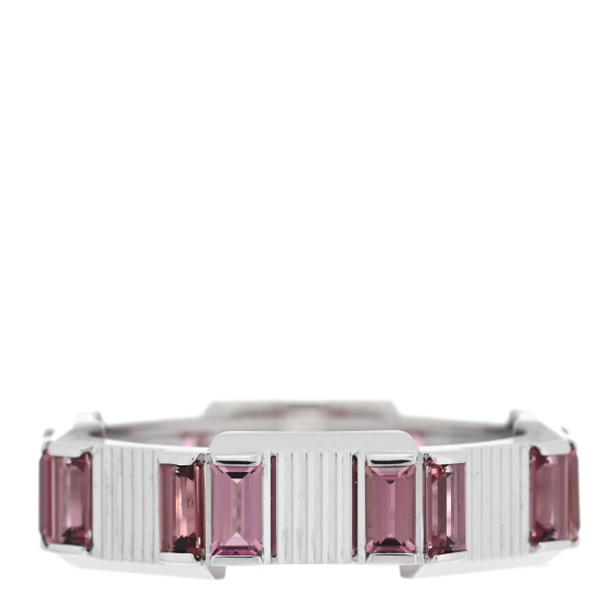 GUCCI 18K White Gold Rubellite 7mm Link to Love Ring 58 8.25