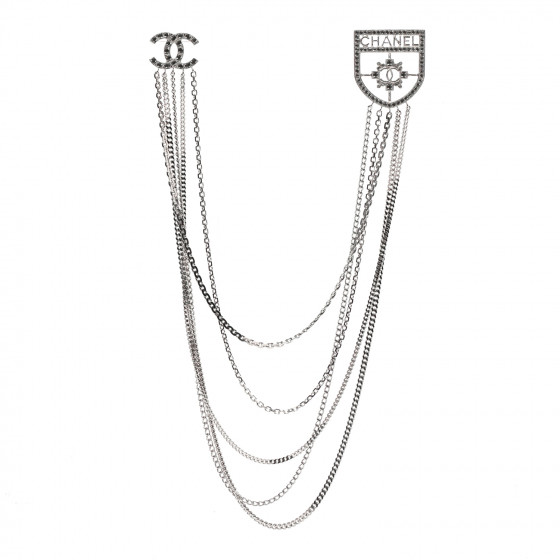 小物 AGNELLE CHANEL Baguette Crystal CC Shield Multi Strand Long Chain