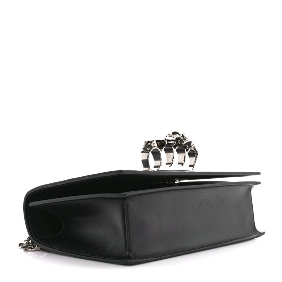 ALEXANDER MCQUEEN Calfskin Knuckle Shoulder Bag Black
