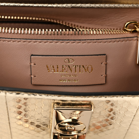 VALENTINO GARAVANI Metallic Calfskin Snake Embossed Mini