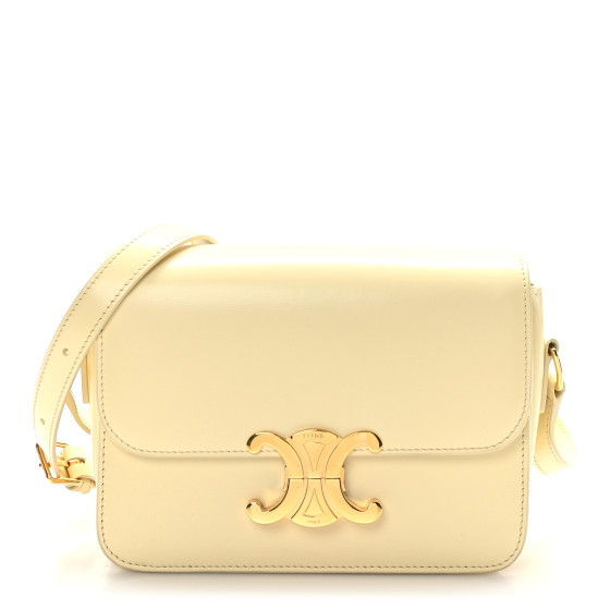 CELINE Teen Triomphe Bag ライトイエロー CELINE Shiny Calfskin Teen Triomphe Light Yellow 1411135