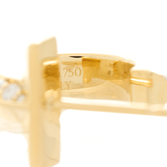 TIFFANY 18K Yellow Gold Diamond T1 Hoop Earrings 1405570