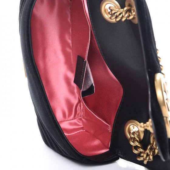 【GUCCI】Marmont 2 Velvet Chain Mini Shoulder Bag BLACK Gucci Velvet Matelasse Mini GG Marmont Shoulder Bag Black