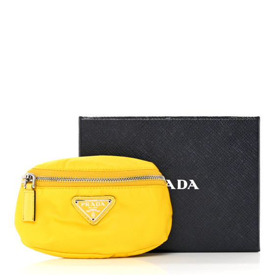PRADA Tessuto Nylon Wrist Pouch Giallo 1310206 | FASHIONPHILE