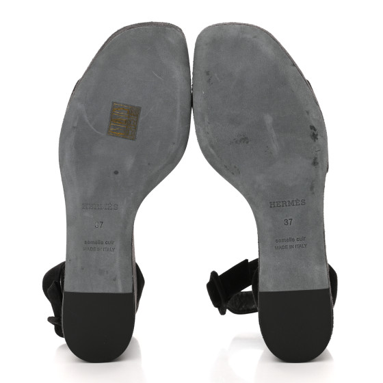 HERMES Suede Wedge Sandals 37 Black 1234217 | FASHIONPHILE