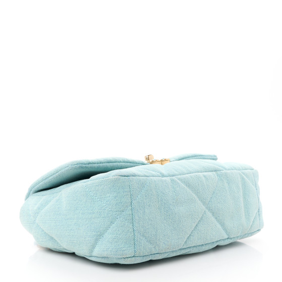 CHANEL Denim Quilted Medium Chanel 19 Flap Light Blue