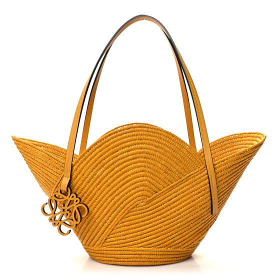 【 LOEWE 】PETAL BASKET BAG かごバッグ LOEWE Calfskin Raffia Paulas Ibiza Petal Basket Tote Bag