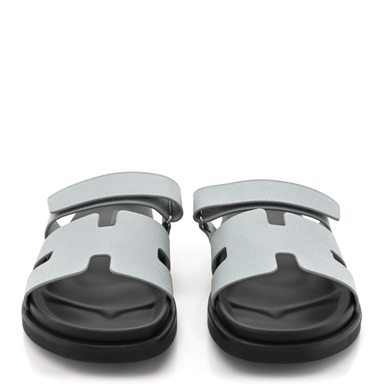 HERMES Epsom Mens Chypre Sandals 42.5 Gris Nuage 1567991