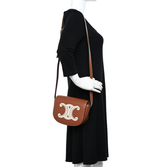 CELINE Smooth Calfskin Cuir Triomphe Embroidered Folco