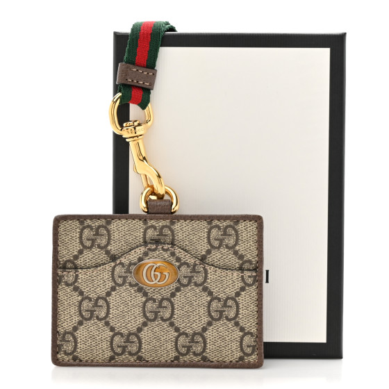 GUCCI GG Supreme Monogram Ophidia ID Holder Beige Ebony New