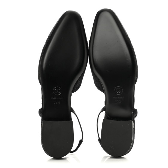 CHANEL   グローブ CHANEL Fabric Grosgrain Cap Toe CC Logo Slingback Flats 39.5