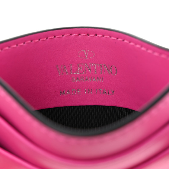 VALENTINO GARAVANI Calfskin VLTN Card Holder Pink 1548314