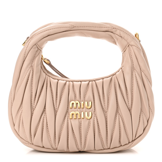MIU MIU Nappa Matelasse Mini Wander Hobo Cipria 1551649