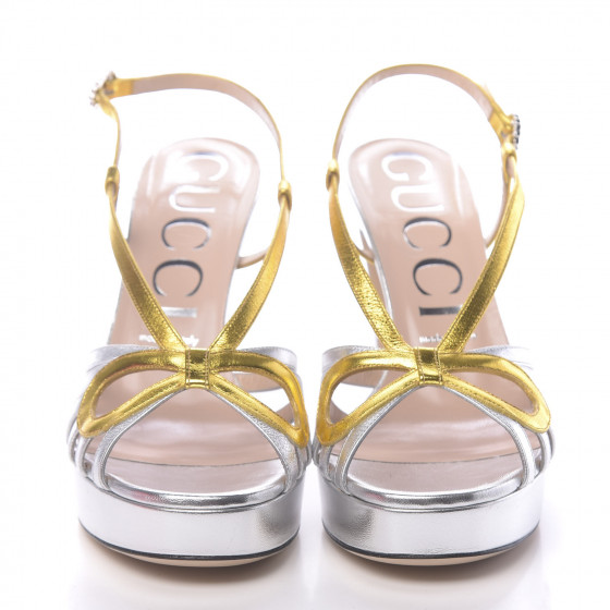 angel105ch様 GUCCI Metallic Nappa Crystal Zephyra Slingback Platform High
