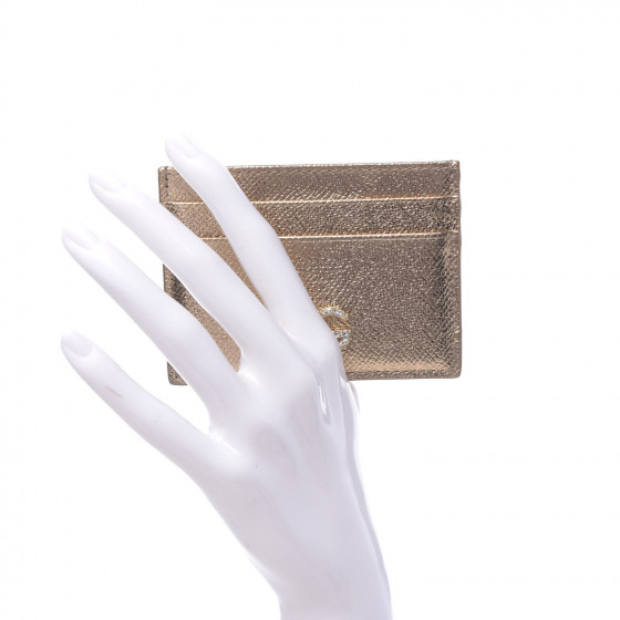 DOLCE & GABBANA Metallic Dauphine Embellished Logo Zip Card