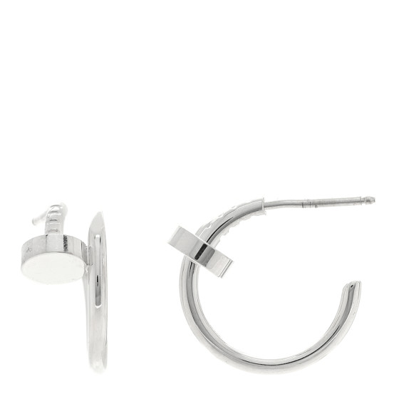 CARTIER 18K White Gold Juste Un Clou Hoop Earrings 1373159