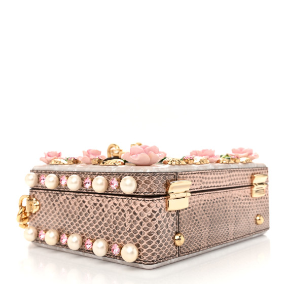 DOLCE & GABBANA ピンク パーティバック DOLCE GABBANA PVC Snakeskin Effect Pearl Crystal Tropical