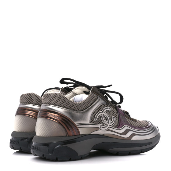 ❤️ CEDIA❤️ CHANEL Fabric Laminated Calfskin Stretch CC Womens Sneakers