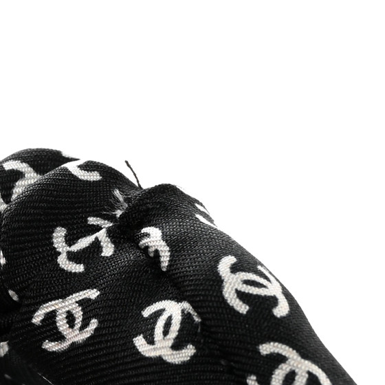 希少品★送料込♪【CHANEL】Hair Accessory & Black White CHANEL Silk Twill CC Scarf Hair Tie Black White 1375783