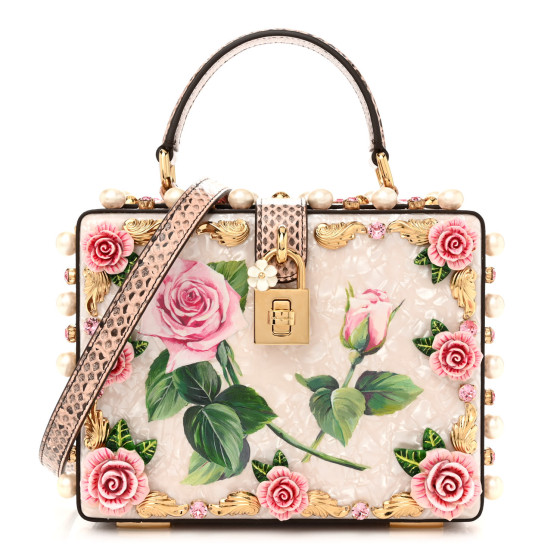 DOLCE GABBANA PVC Snakeskin Effect Pearl Crystal Tropical
