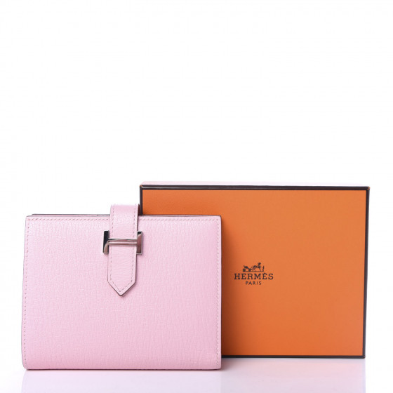 HERMES◆BEARN COMPACT ROSE SAKURA◆ HERMES Chevre Mysore Bearn Compact Wallet Rose Sakura 690077