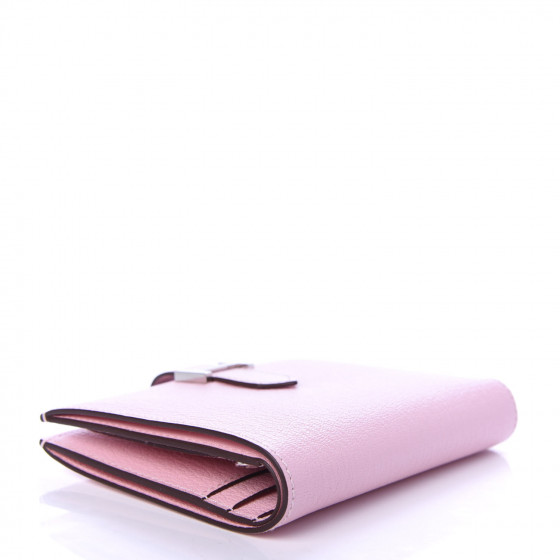 HERMES Chevre Mysore Bearn Compact Wallet Rose Sakura 690077
