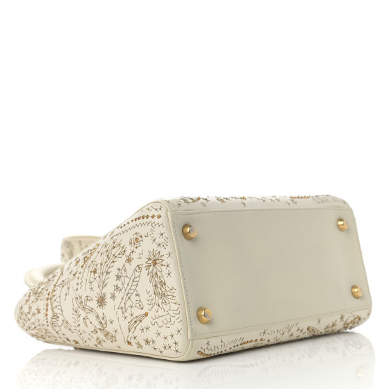 CHRISTIAN DIOR Embroidered Medium Lady Dior White Multicolor