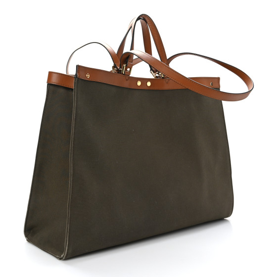 【キング】DECI ovy FENDI Canvas Vitello King Logo Embroidered Large Peekaboo X