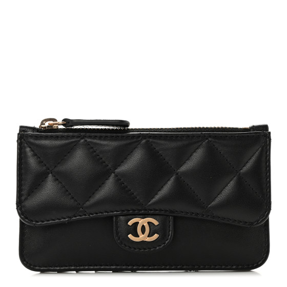 【CHANEL】Chanel Gabrielle Cardholder【ランク：Ａ】 Chanel Gabrielle Flat Card Holder Navy Black Calfskin Gold