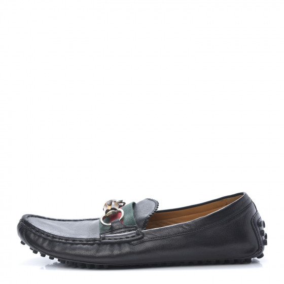 Gucci Black Leather Bamboo Horsebit Loafers - Size 8.5