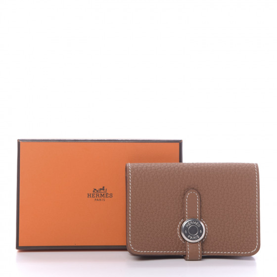 HERMES Togo Dogon Card Case Key Holder Gold 652942