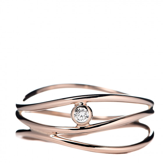 TIFFANY 18K Rose Gold Diamond Elsa Peretti 3 Row Wave Ring