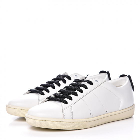 SAINT LAURENT Calfskin Glitter Signature Court Lips Sneakers