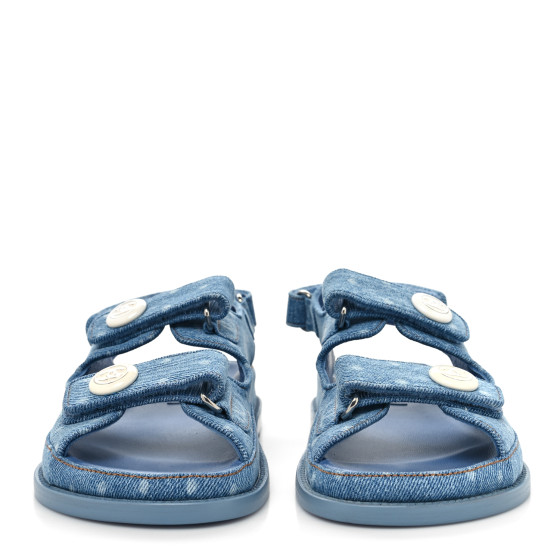 CHANEL Denim CC Dad Sandals 39 Light Blue 1272919 | FASHIONPHILE