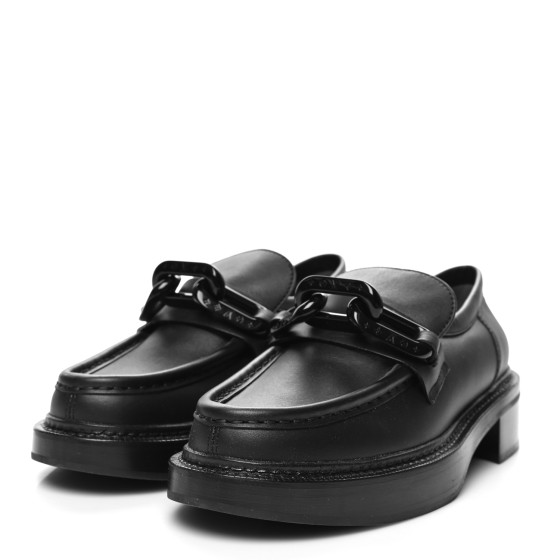 LOUIS VUITTON Calfskin Oversized Chain Academy Loafers 39