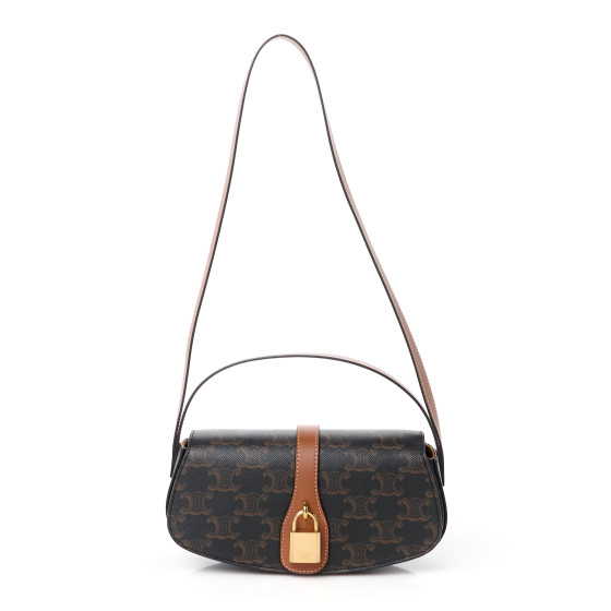 CELINE Natural Calfskin Biker Evening Clutch on Strap Black