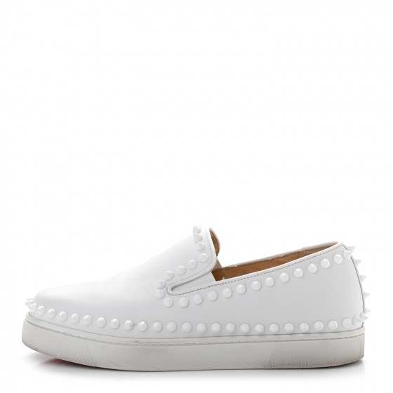 CHRISTIAN LOUBOUTIN Calfskin Studded Womens Slip On Sneakers
