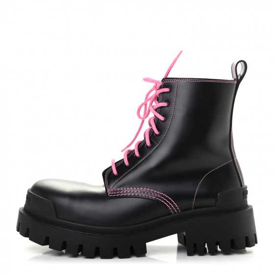 BALENCIAGA Calfskin Womens Strike 20mm Lace Up Boots 38.5