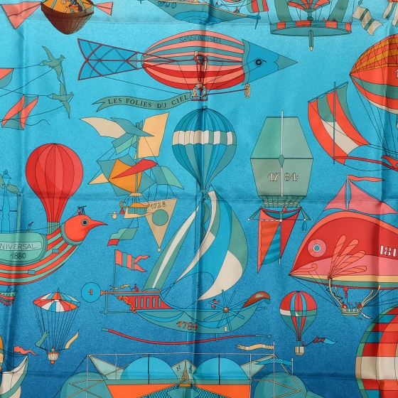HERMES エルメス カレ90 LES FOLIES DU CIEL HERMES Silk Les Folies Du Ciel Scarf 90 79848 | FASHIONPHILE